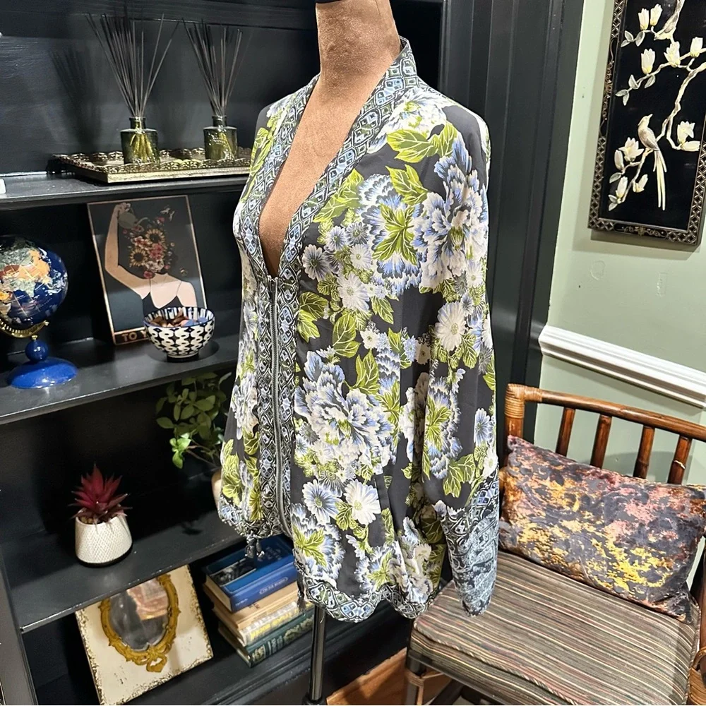 Free People Wildflower Chiffon Zip Kimono – Size XS/S (Oversized Fit)